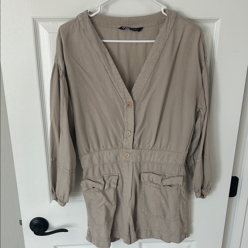 Zara Taupe Jumpsuit with Button Detail